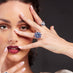 NEW ITALIAN ART 'FLOWER' 18CT WHITE GOLD BLUE SAPPHIRE AND DIAMOND DRESS RING (Thumbnail 3)