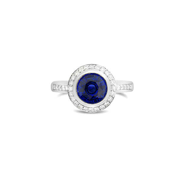 PLATINUM SAPPHIRE AND DIAMOND 'GRACE' RING (Image 1)