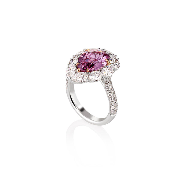 4.71CT PINK PADPARADSCHA SAPPHIRE AND WHITE DIAMOND RING (Image 3)