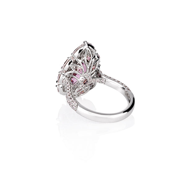 4.71CT PINK PADPARADSCHA SAPPHIRE AND WHITE DIAMOND RING (Image 3)