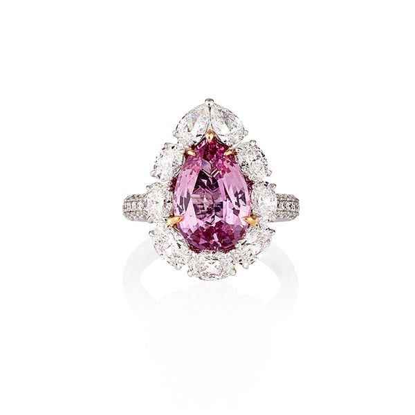 4.71CT PINK PADPARADSCHA SAPPHIRE AND WHITE DIAMOND RING (Image 2)