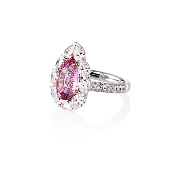 4.71CT PINK PADPARADSCHA SAPPHIRE AND WHITE DIAMOND RING (Image 5)