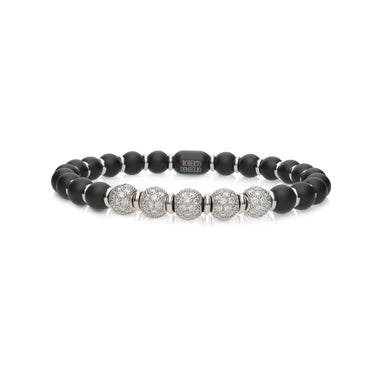 DEMEGLIO SFERA MATTE BLACK CERAMIC STRETCH BRACELET WITH DIAMONDS