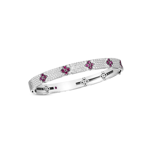 ROBERTO COIN LOVE IN VERONA DIAMOND AND RUBY 18CT WHITE GOLD BANGLE (Image 1)