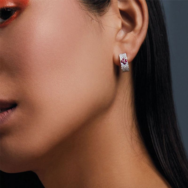 ROBERTO COIN LOVE IN VERONA DIAMOND AND RUBY, 18CT WHITE GOLD EARRINGS (Image 2)