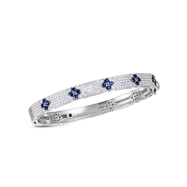 ROBERTO COIN LOVE IN VERONA DIAMOND AND SAPPHIRE, 18CT WHITE GOLD BANGLE (Image 1)