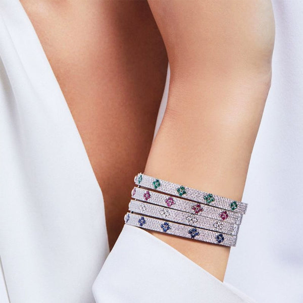 ROBERTO COIN LOVE IN VERONA DIAMOND AND RUBY 18CT WHITE GOLD BANGLE (Image 3)