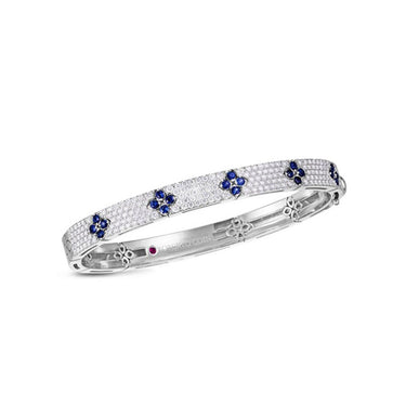 ROBERTO COIN LOVE IN VERONA DIAMOND AND SAPPHIRE, 18CT WHITE GOLD BANGLE