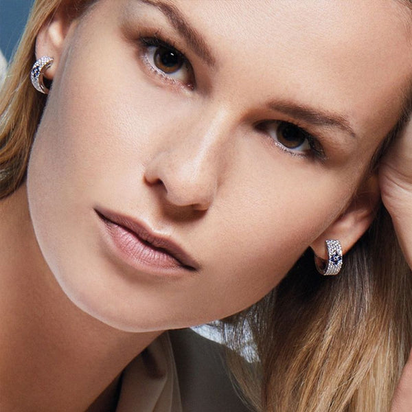 ROBERTO COIN LOVE IN VERONA DIAMOND AND SAPPHIRE, 18CT WHITE GOLD EARRINGS (Image 3)