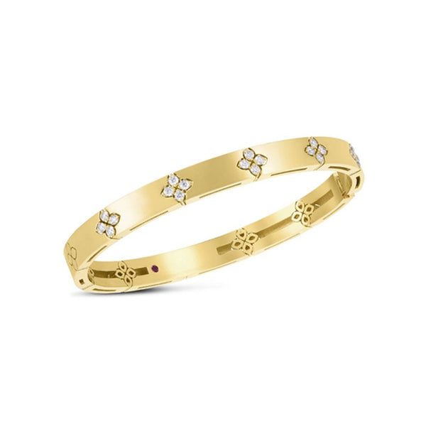 ROBERTO COIN LOVE IN VERONA 18CT YELLOW GOLD & DIAMOND BANGLE (Image 1)