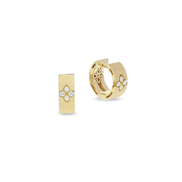 ROBERTO COIN LOVE IN VERONA 18CT YELLOW BRUSHED GOLD & DIAMOND EARRINGS (Image 1)