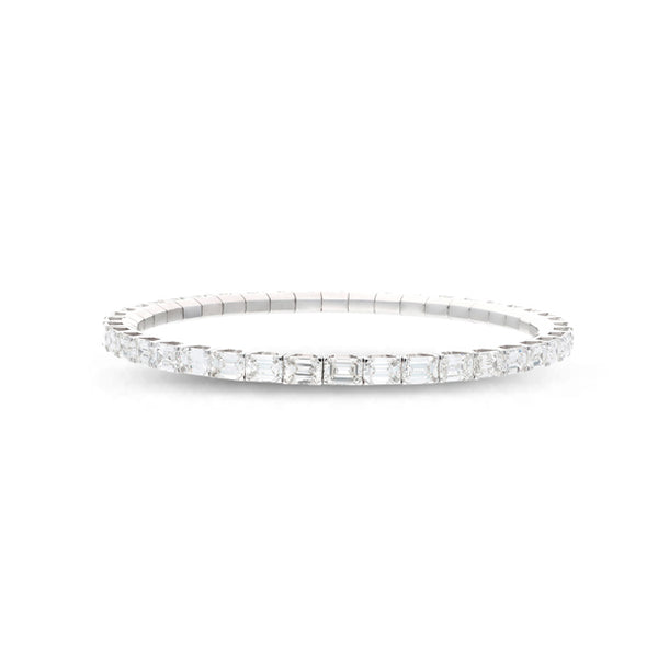 DEMEGLIO EXTENSIBLE EMERALD CUT DIAMOND STRETCH BRACELET IN 18CT WHITE GOLD (Image 1)