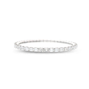 DEMEGLIO EXTENSIBLE EMERALD CUT DIAMOND STRETCH BRACELET IN 18CT WHITE GOLD