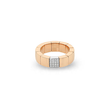DEMEGLIO SCACCO ROSE AND WHITE GOLD STRETCH DIAMOND RING