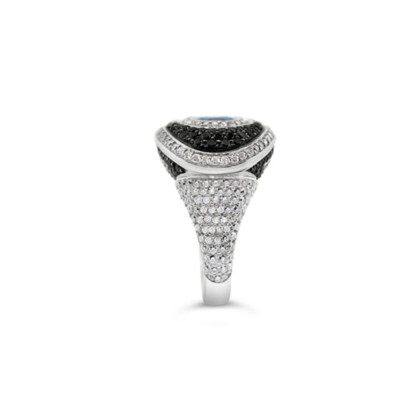 SAPPHIRE, BLACK AND WHITE DIAMOND DRESS RING (Image 3)