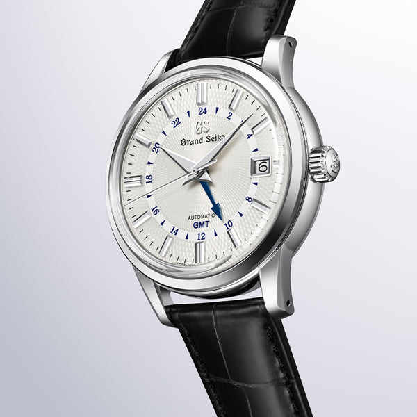 SBGM255- GRAND SEIKO ELEGANCE STEEL AUTOMATIC GMT WITH "SNOWDROP" DIAL ON CROCO STRAP 39.5MM. (Image 3)