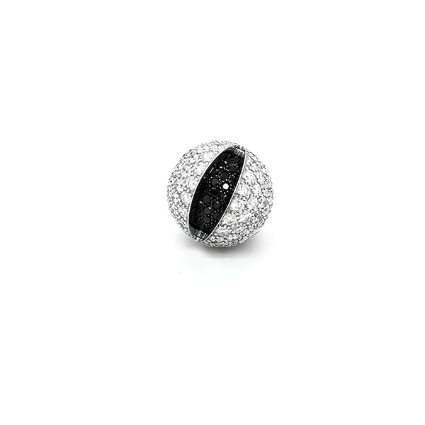 JORG HEINZ 'MYSTERY SPHERE' INTERCHANGEABLE 18CT WHITE GOLD BLACK DIAMOND AND WHITE DIAMOND BALL CLASP (Image 2)