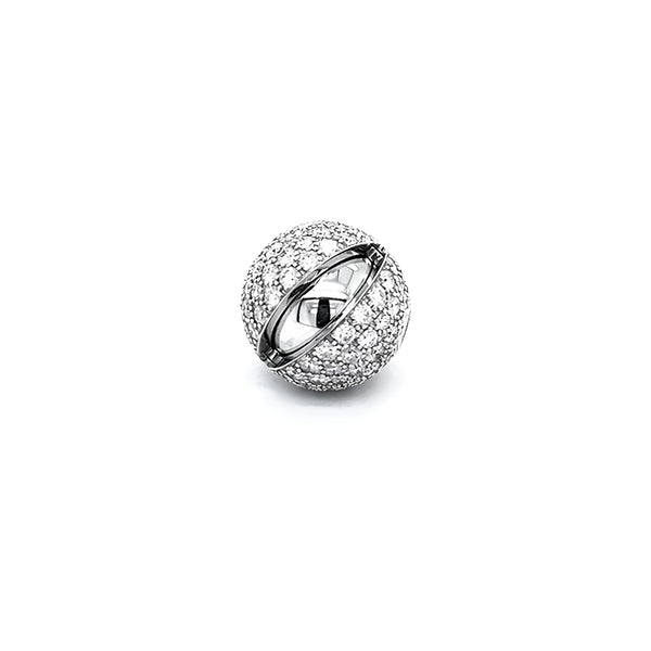 JORG HEINZ 'MYSTERY SPHERE' INTERCHANGEABLE 18CT WHITE GOLD BLACK DIAMOND AND WHITE DIAMOND BALL CLASP (Image 1)