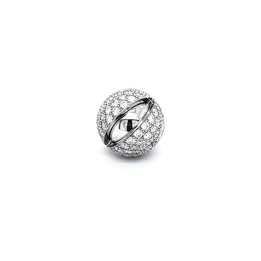 JORG HEINZ 'MYSTERY SPHERE' INTERCHANGEABLE 18CT WHITE GOLD BLACK DIAMOND AND WHITE DIAMOND BALL CLASP