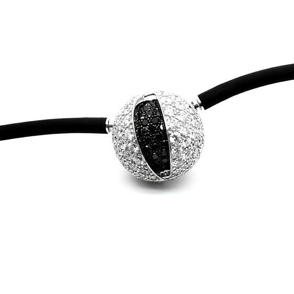 JORG HEINZ 'MYSTERY SPHERE' INTERCHANGEABLE 18CT WHITE GOLD BLACK DIAMOND AND WHITE DIAMOND BALL CLASP (Image 3)