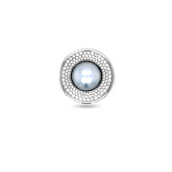JORG HEINZ 'EMOTION' INTERCHANGEABLE 18CT WHITE GOLD WHITE DIAMOND, BLACK DIAMOND AND SOUTH SEA PEARL CLASP (Image 1)