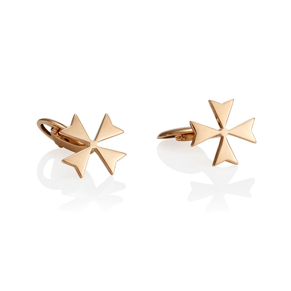 18CT ROSE GOLD 'MALTESE CROSS' CUFFLINKS (Image 1)