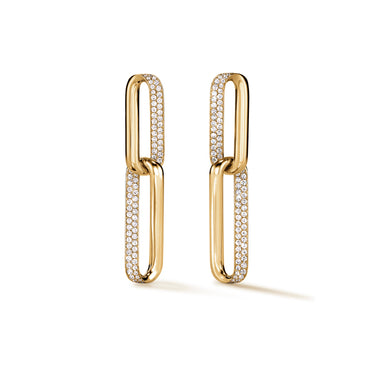 HEARTS ON FIRE INSIDE/OUT 18CT YELLOW GOLD DIAMOND LINK EARRINGS