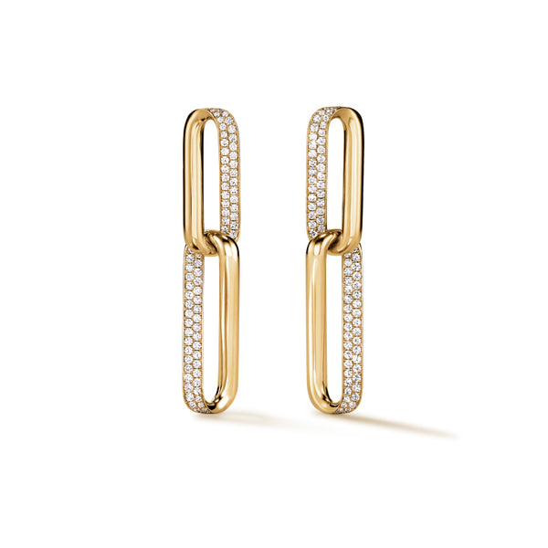 HEARTS ON FIRE INSIDE/OUT 18CT YELLOW GOLD DIAMOND LINK EARRINGS (Image 1)