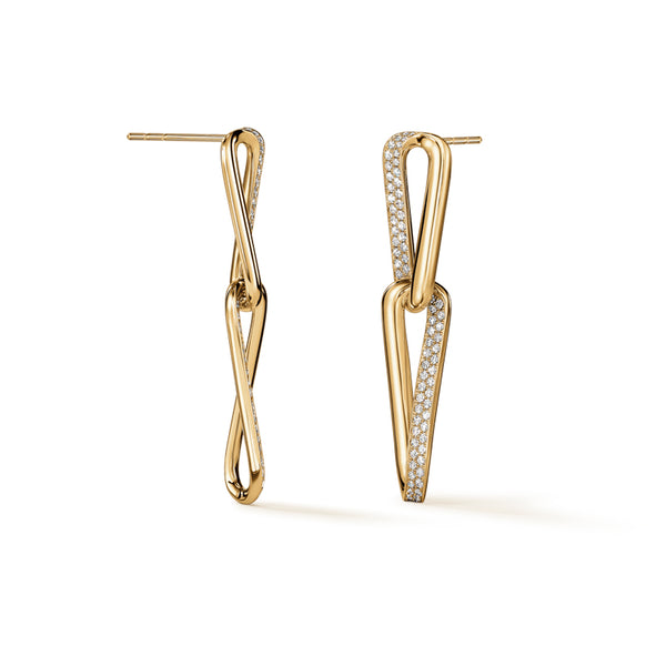 HEARTS ON FIRE INSIDE/OUT 18CT YELLOW GOLD DIAMOND LINK EARRINGS (Image 2)