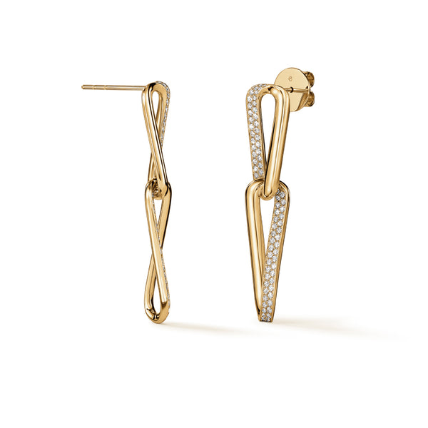 HEARTS ON FIRE INSIDE/OUT 18CT YELLOW GOLD DIAMOND LINK EARRINGS (Image 3)