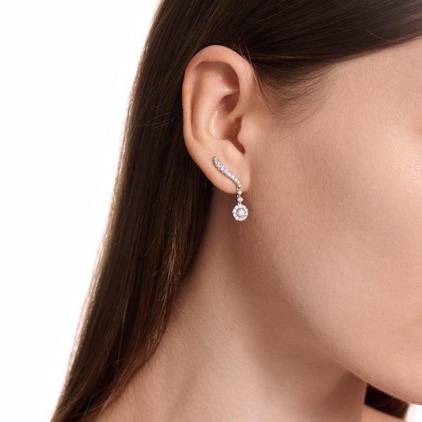 HEARTS ON FIRE "VELA" 18CT WHITE GOLD ROUND BRILLIANT CUT DIAMOND DROP EARRING (Image 3)