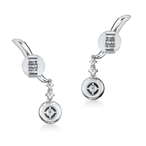 HEARTS ON FIRE "VELA" 18CT WHITE GOLD ROUND BRILLIANT CUT DIAMOND DROP EARRING (Image 2)