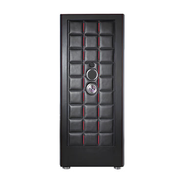 BUBEN & ZORWEG ORION XL SAFE WITH BLACK NAPPA LEATHER AND RED STITCHES