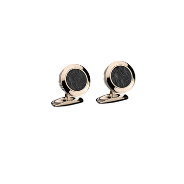 CHOPARD 'L.U.C.' MATTE BLACK PVD RUCHE DECOR ROSE GOLD PVD FINISH CUFFLINKS