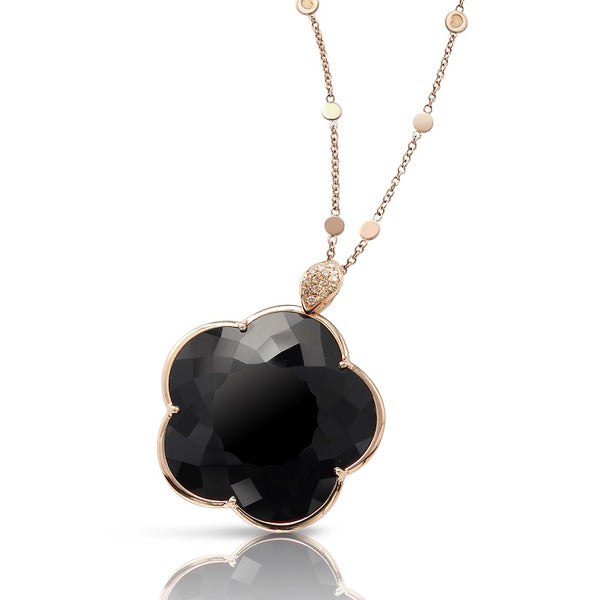TON JOLI 18CT ROSE GOLD NECKLACE WITH ONYX AND DIAMONDS (Image 1)