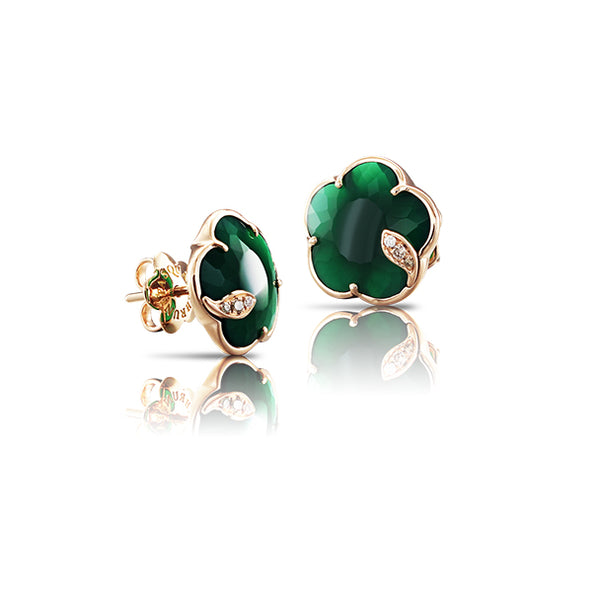 PASQUALE BRUNI 'TON JOLIE' 18CT ROSE GOLD GREEN AGATE, WHITE AND CHAMPAGNE DIAMOND EARRINGS (Image 1)