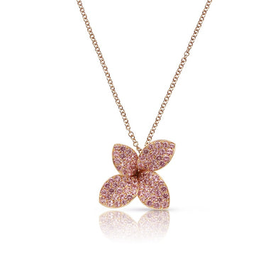 PETIT GARDEN 18CT ROSE GOLD NECKLACE WITH PINK SAPPHIRES