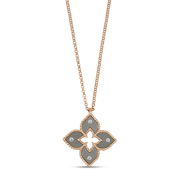 ROBERTO COIN 'VENETIAN PRINCESS' 18CT ROSE GOLD & TITANIUM DIAMOND NECKLACE (Image 1)