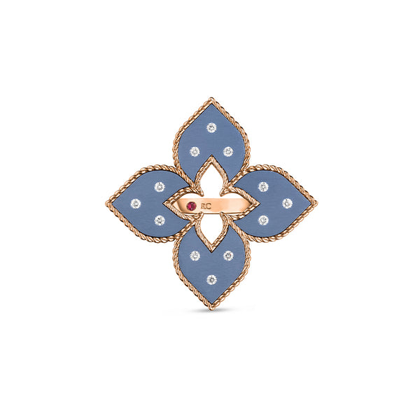 ROBERTO COIN 'VENETIAN PRINCESS' 18CT ROSE GOLD & TITANIUM DIAMOND RING (Image 1)