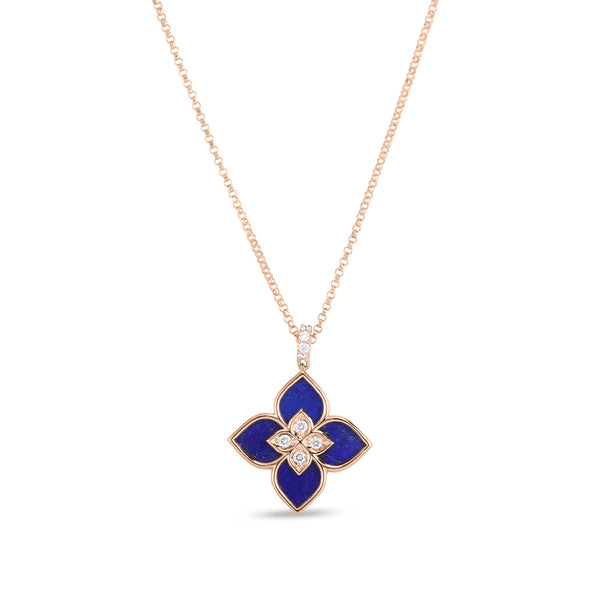 ROBERTO COIN 'VENETIAN PRINCESS' 18CT ROSE GOLD BLUE LAPIS & DIAMOND NECKLACE (Image 1)