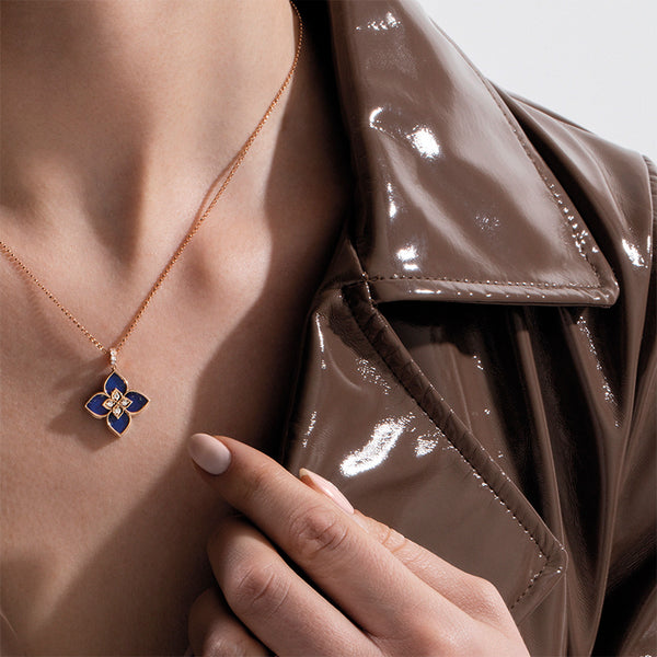 ROBERTO COIN 'VENETIAN PRINCESS' 18CT ROSE GOLD BLUE LAPIS & DIAMOND NECKLACE (Image 3)