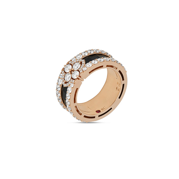 ROBERTO COIN 'LOVE IN VERONA' 18CT ROSE GOLD BLACK JADE & DIAMOND RING (Image 2)