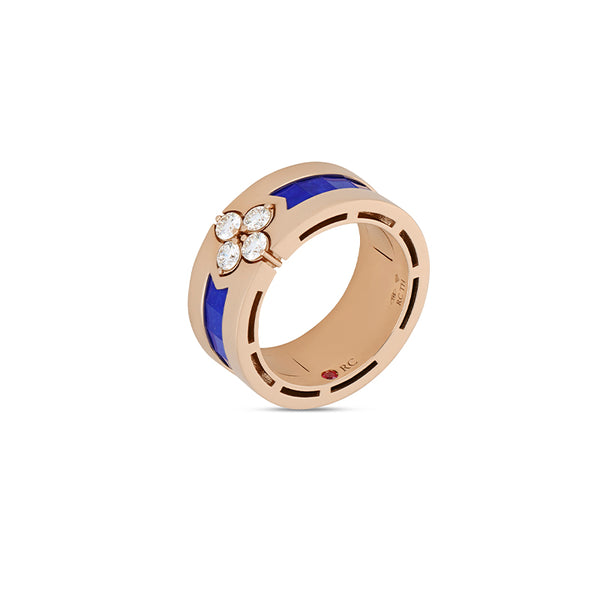 ROBERTO COIN 'LOVE IN VERONA' 18CT ROSE GOLD BLUE LAPIS & DIAMOND RING (Image 2)