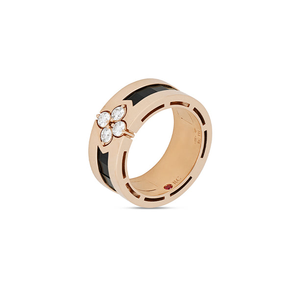 ROBERTO COIN 'LOVE IN VERONA' 18CT ROSE GOLD BLACK JADE & DIAMOND RING (Image 2)