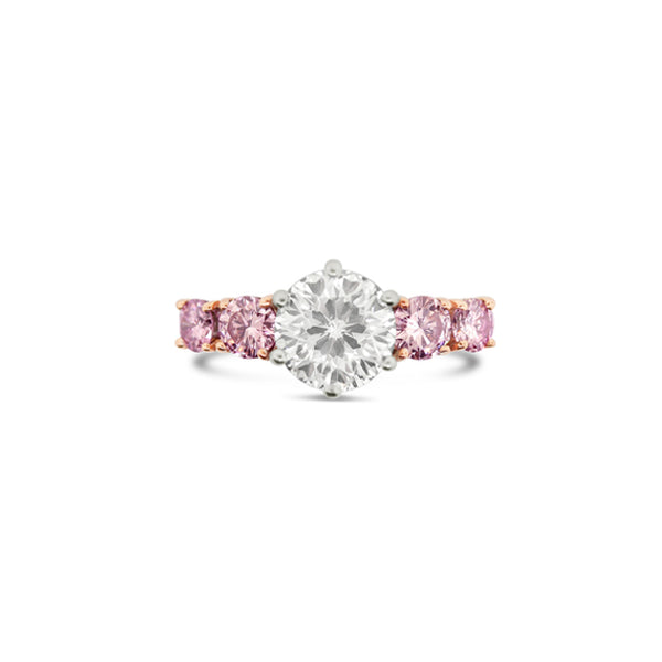ARGYLE PINK DIAMOND AND WHITE DIAMOND PLATINUM AND ROSE GOLD RING (Image 1)