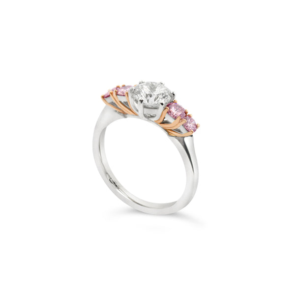 ARGYLE PINK DIAMOND AND WHITE DIAMOND PLATINUM AND ROSE GOLD RING (Image 2)