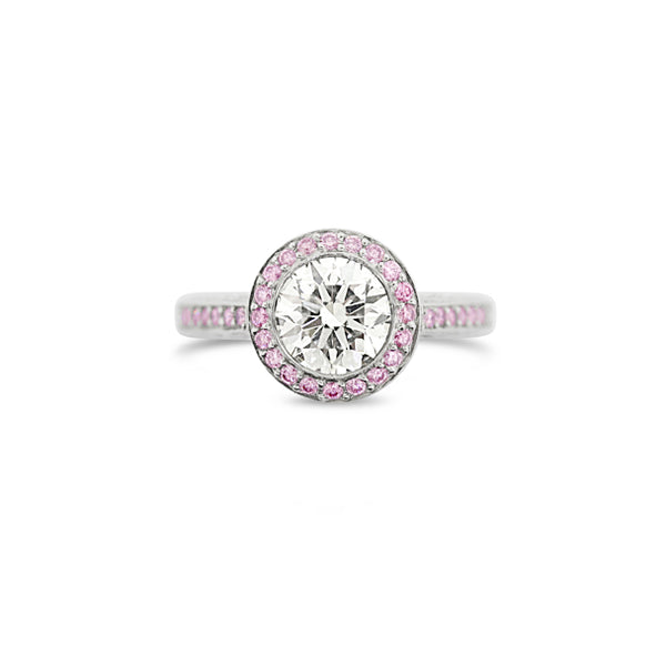 ARGYLE PINK DIAMOND AND DIAMOND "GRACE" RING SET IN PLATINUM (Image 2)