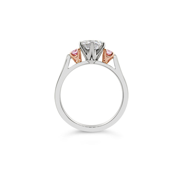 ARGYLE PINK DIAMOND AND DIAMOND PLATINUM AND ROSE GOLD RING (Image 3)