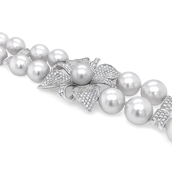 18CT WHITE GOLD SOUTH SEA PEARL AND DIAMOND BRACELET (Image 7)