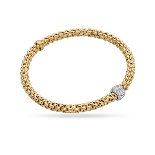 FOPE 'SOLO' 18CT YELLOW GOLD AND 18CT WHITE GOLD PAVE DIAMOND RONDELLE BRACELET (Image 1)